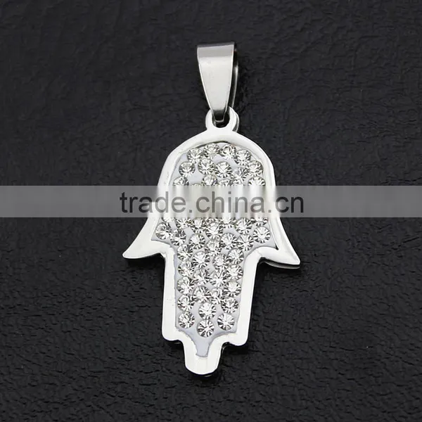Diamond Hand of Fatima Necklace Stainless Steel Palm Jewelry Wholesale photo-6