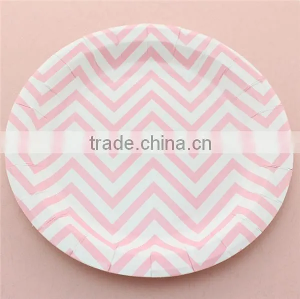 Party Products Supply 9 Inch Chevron Paper Plate Paper Dish 6 Colours photo-5