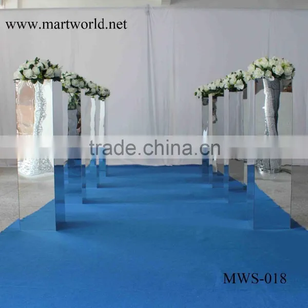 31 Inch Height Square Silver Mirror Pillar Party and Wedding Decoration Supplies in Guangzhou(MWS-018) photo-2