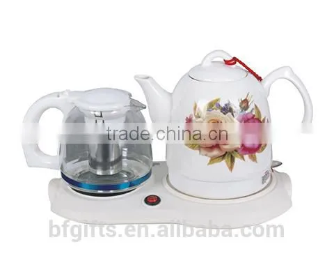 Enamel Kettle Set/ Ceramic LED Electric Kettle/ White High Quality Teapot Set/ 2015 New Design photo-4
