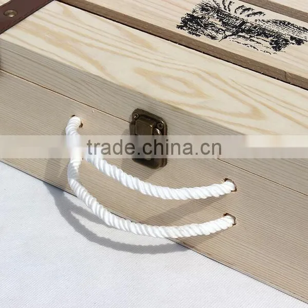 Custom Unfinished Pine Wood Wine Gift Box Wine Packaging Box photo-4