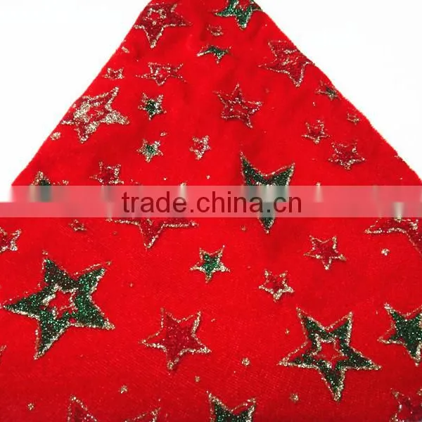 SJ-6732 Colorful Star Print Santa Hat Red Velvet Christmas Hat photo-3