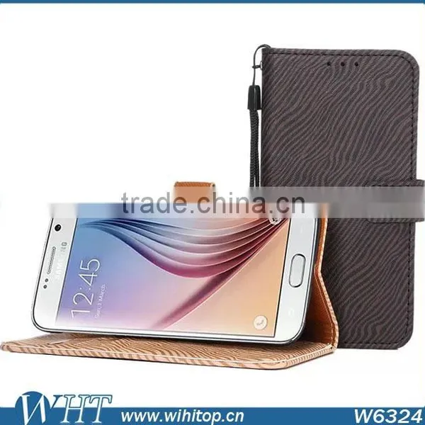 Zebra Texture Wallet Case for S6 With Lanyard,Flip Leather Case for S6 With Card Holder photo-5