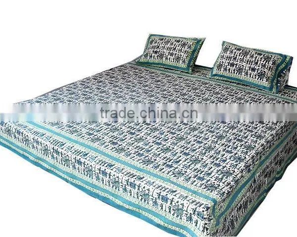 Hand Block Print Cotton Bedspread