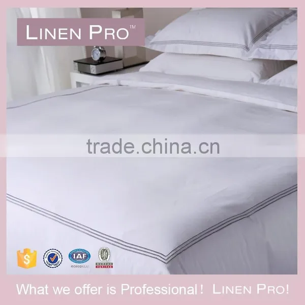 Linen Pro Full Size Plain Embroider Pure Cotton Hotel Linen Bedding Set photo-4