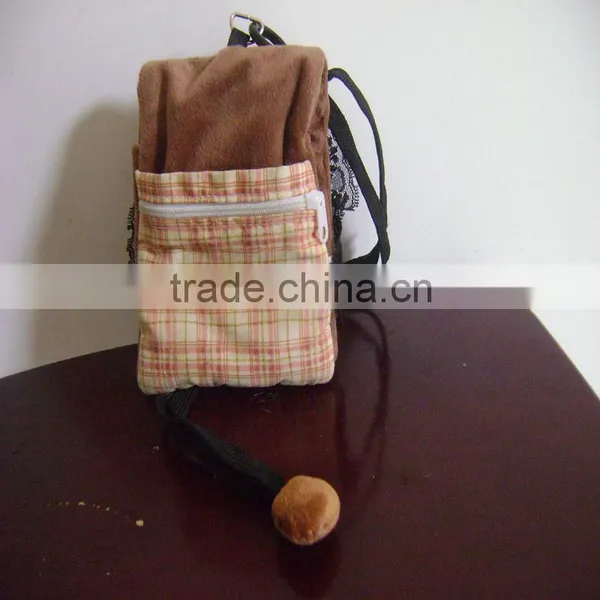Two Sided Printing Logo Plush Velvet White Drawstring Pouch Bag for Mobile Phone photo-3