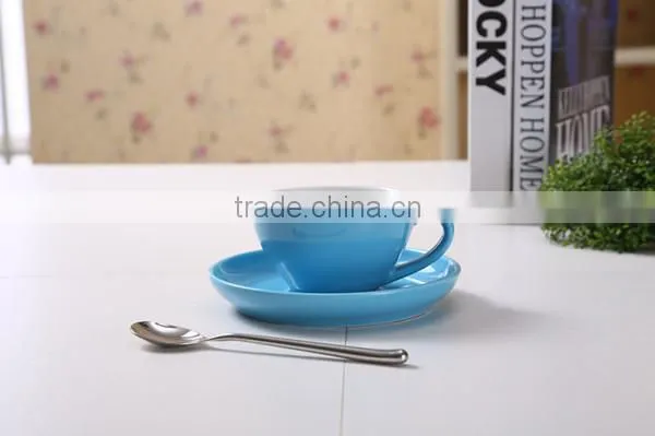 Color Glaze Porcelain Coffee Cup With Saucer photo-6