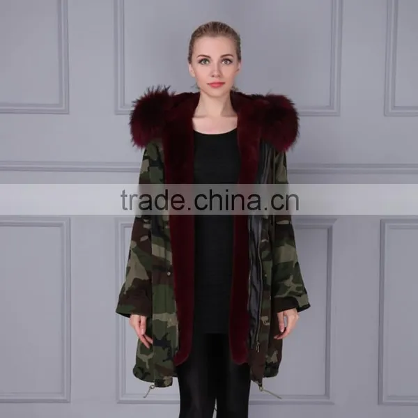 Women's Winter Thick Removable Fur Collar Coat Faux Fur Parka Outerwear Fur Parka