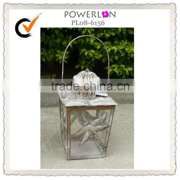Gifts & Decor Large Contemporary Metal Hanging Candle Holder Lantern, Pillar Candle Holder