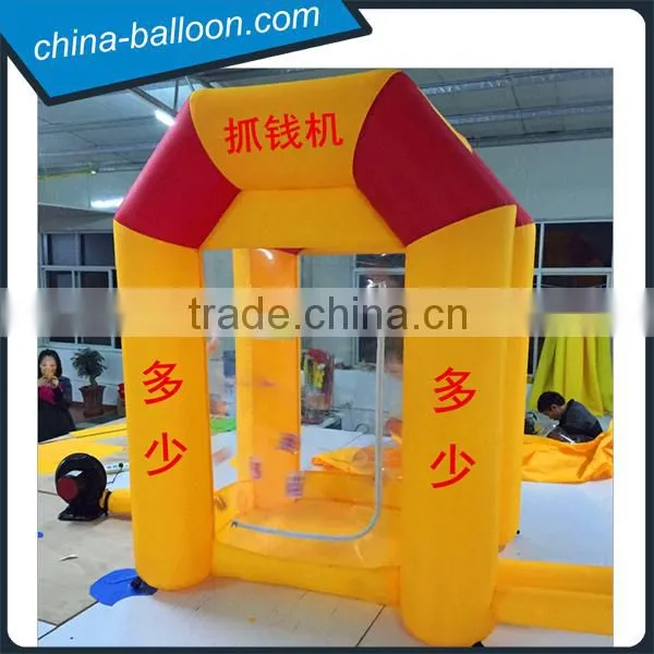 Promotion Advertising Inflatable Cube Cash Money Catching Grab Machine Booth For Sale photo-2