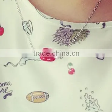 2016 Fashion Women Punk Necklaces Charm Party Gold Plated Red Lip Necklace Choker Collar Necklace photo-6