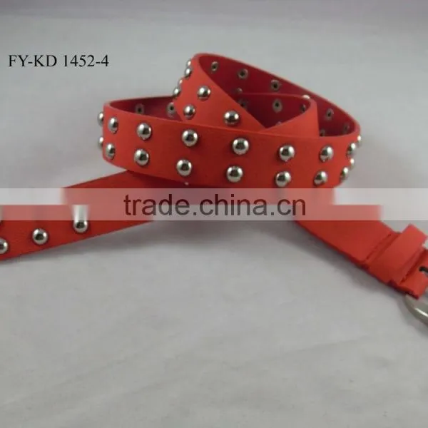 2.5cm Red Rivet Metal Studded Belt photo-2