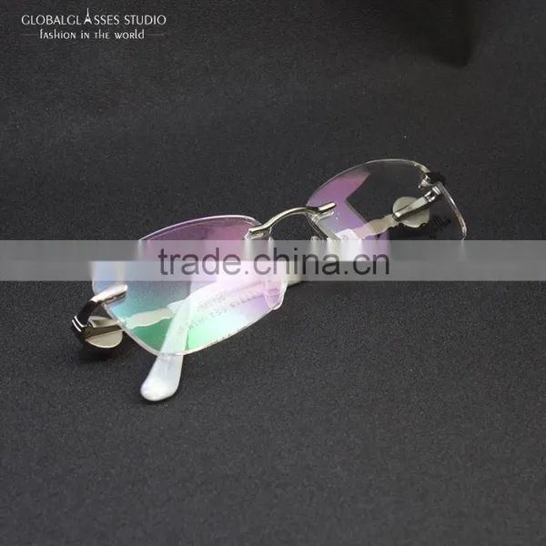 New Super Fancy Fashion Women Famous Brand Design Classic Rimless Eyeglasses Frame Optical Frame Eyewear RM0726 photo-5