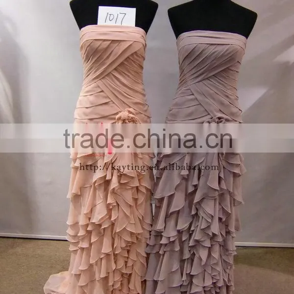 Elegant Ruffle Chiffon Long Chiffon Gown Manufacturers in China photo-4