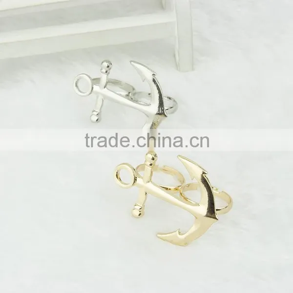 Fashion Jewelry Boat Anchor Dual Silver Ring photo-3
