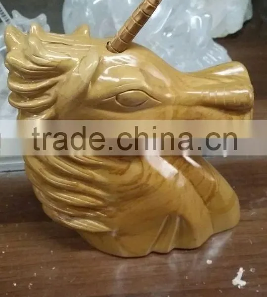 Wholesale Crystal Carvings Semi-Precious Stone Petrified Wood Unicorn photo-3