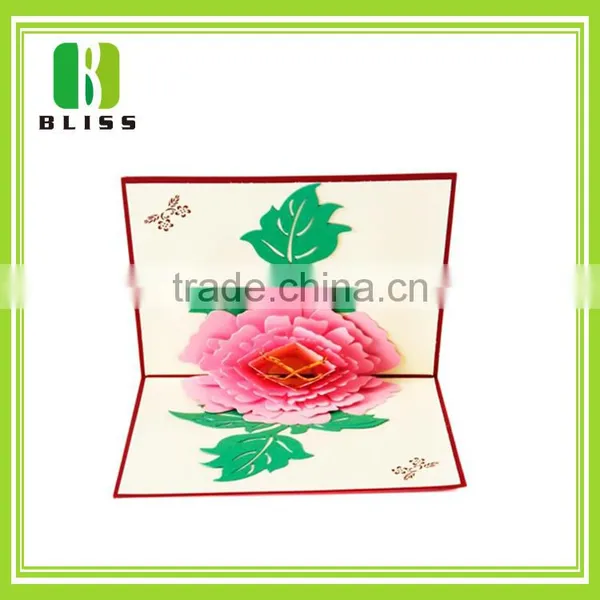 Handmade Offset Paper Printing 3d Pop up Folding Dried Flowers Greeting Cards photo-4