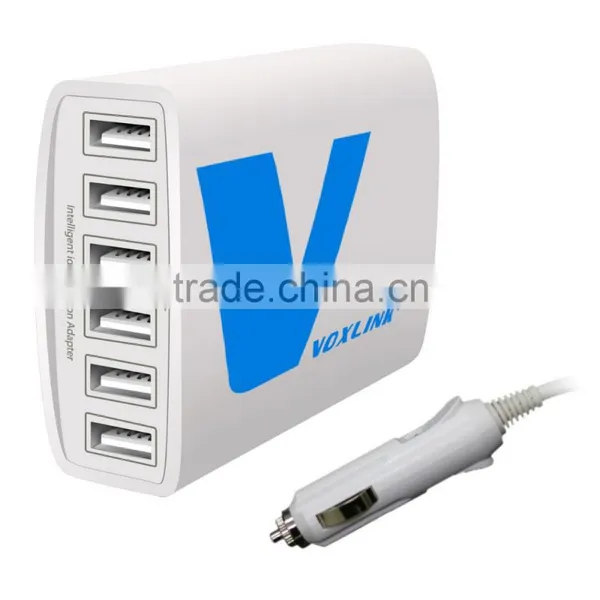 VOXLINK 5V 10A 50W 6-Port USB Car Charger Travel Intelligent Detect Charging Adapter photo-2