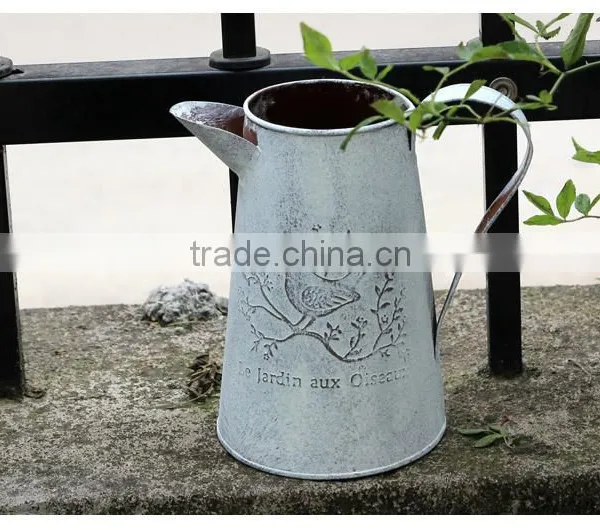 China Cheap Custom Printed Antique Indoor Decoration Metal Flower Pots With Birds Printing for Livingroom photo-5
