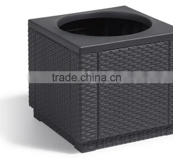 2017 Trade Assurance Most Popular Alum Frame Rattan Cube Planter Outdoor Rattan Plant Holder photo-3