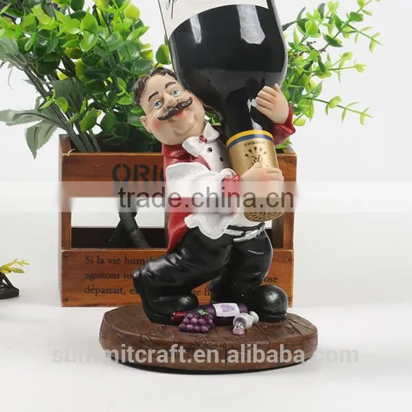Custom Resin Funny Chef Figurines Wine Bottle Holder photo-6