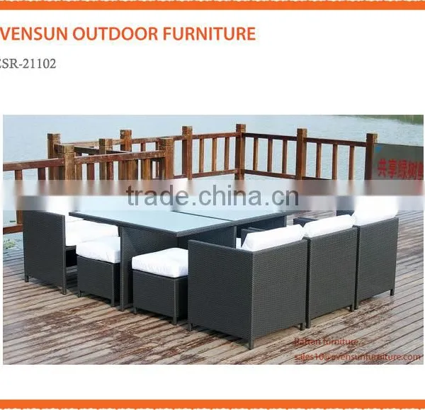 Luxury Durable Easy Cleaning Rattan Dining Set Outdoor Wicker Patio Cube Set photo-2