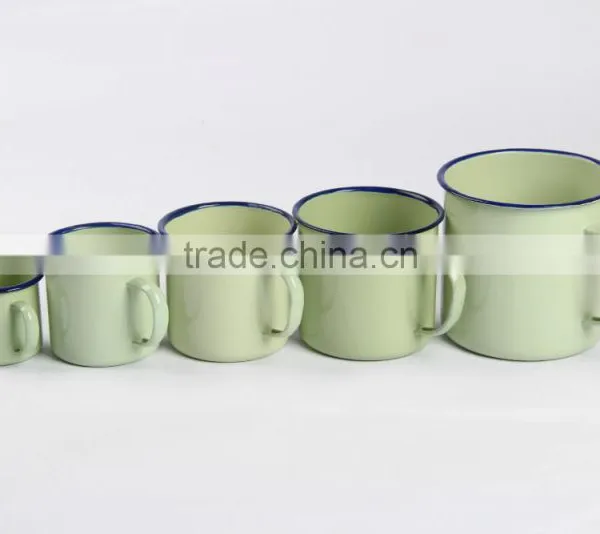 Big Size Enamel Cup With Hollow Handle and Lid Enamel Mug photo-6