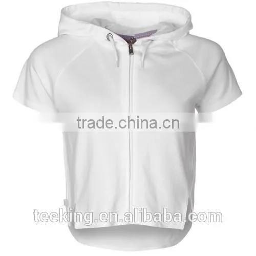 Summer Short Sleeves Zip up Women Crop Top photo-3