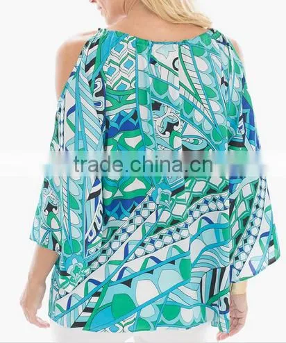 WOMEN'S SUMMER CHIFFON TASSELED COLD-SHOULDER TOP photo-2