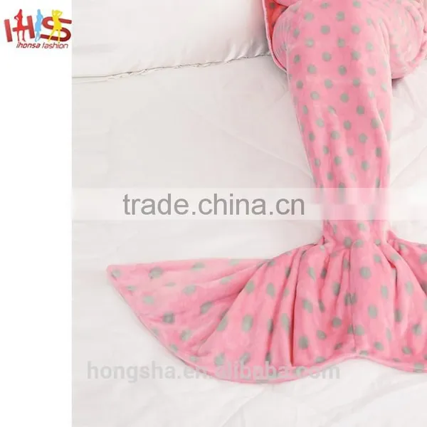 Pink Polka Dot Cute Mermaid Blanket Customize Mermaid Tail Blanket HSB7566 photo-2