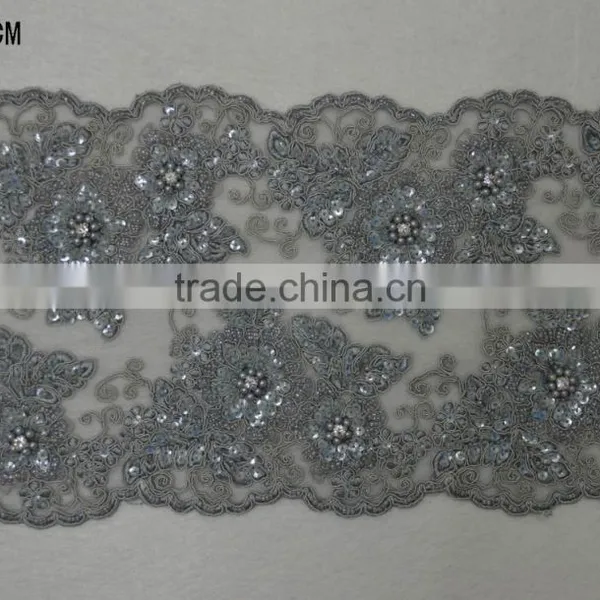 2017 Fancy George Lace Indian Embroidered Beaded Lace Trim Border photo-6