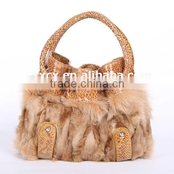 CX-H-27C 2016 Latest Fashionable Desgin Genuine Fox Fur Ladies Hand Bag photo-6