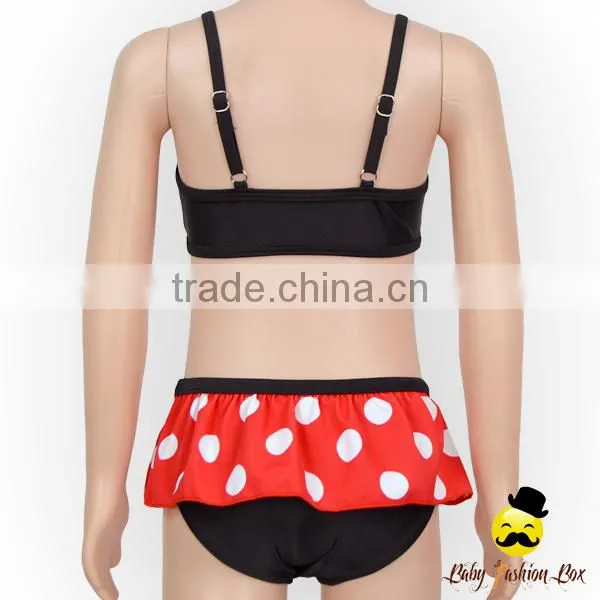 Kids Cute Black And Red Polka Dots Little Girl Separable Little Girl Dress Type Diaper Swimwear photo-5