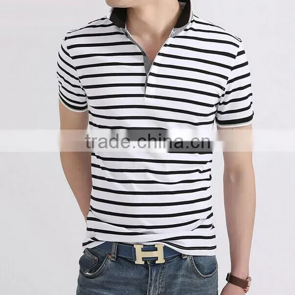 Custom Hot Selling Lowest Price Plain Casual Black and White Stripe Mem's T-shirt Wholesale for Sale photo-2