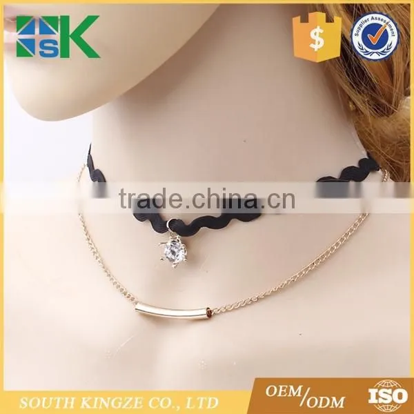 Cheap Artificial Jewel-Encrusted Double Clavicle Necklace for Girls Party Decor photo-3