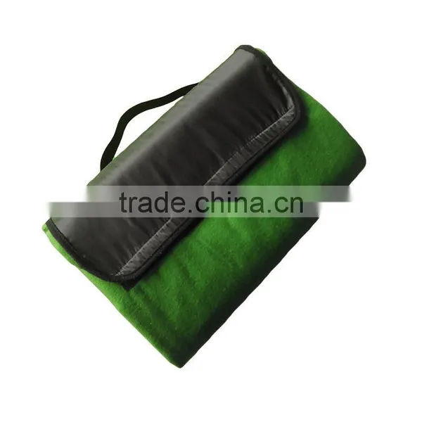 Blue Fleece Nylon Polyester With Handle Travel Waterproof Foldable Blanket photo-2