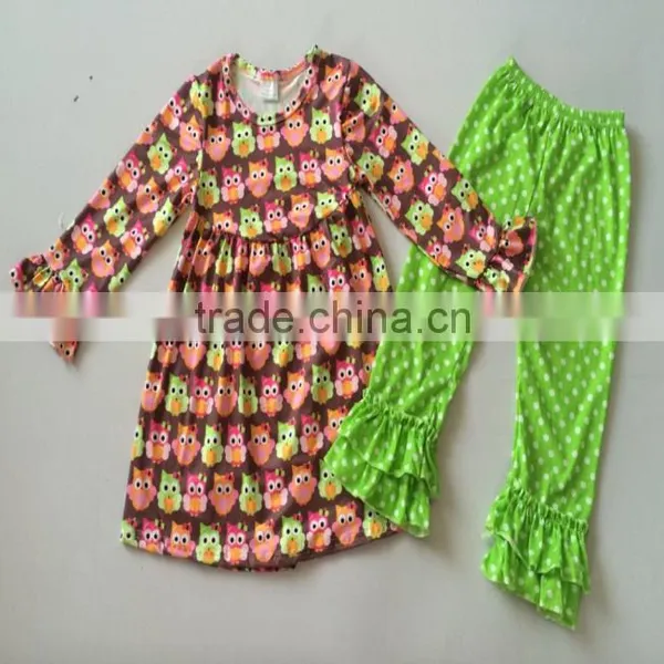 Wholesale Baby Girls Fancy Boutique Clothing Fall Printing Ruffle Top Clothing Sets Remake Outfits photo-2