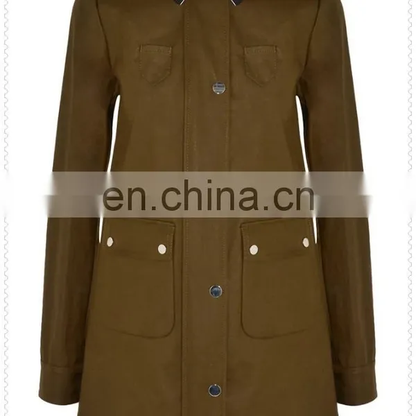 New Arrival Loose Fit Army Green Canvas Western Coats Made in China photo-5