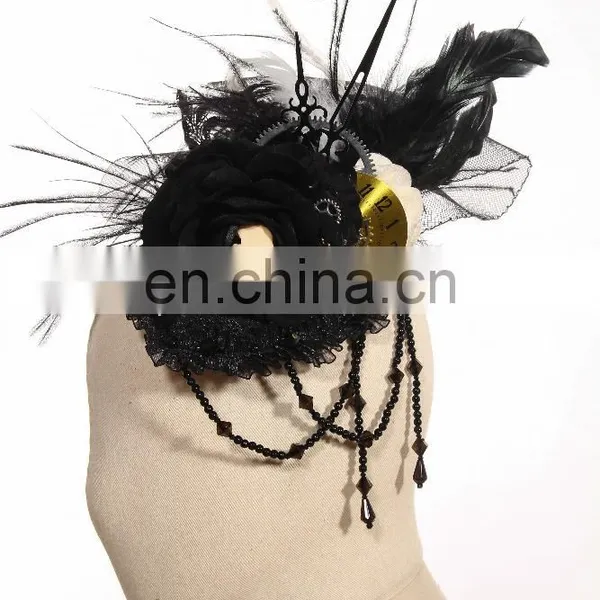 Steampunk Gothic Fascinator With Beads and Gear Elements photo-4