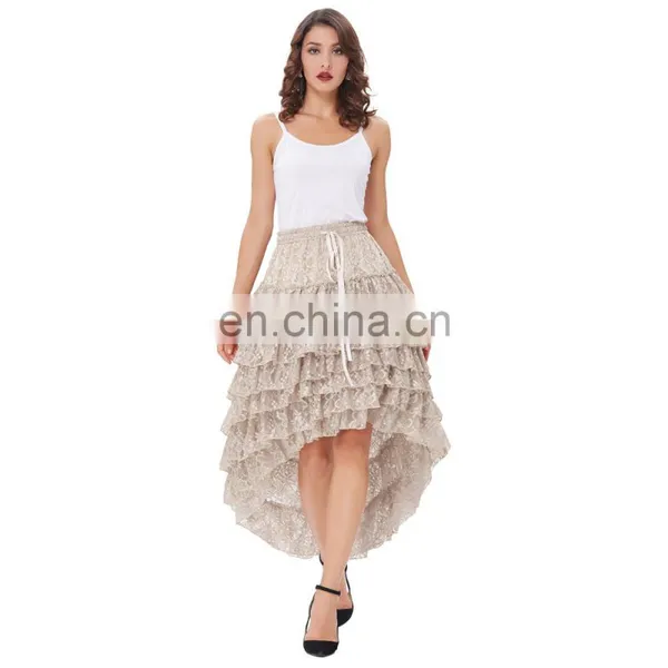 Belle Poque Women Ladies Amelia Steampunk Elastic Waist Ruffled Lace Cake Skirt BP000221-1 photo-3