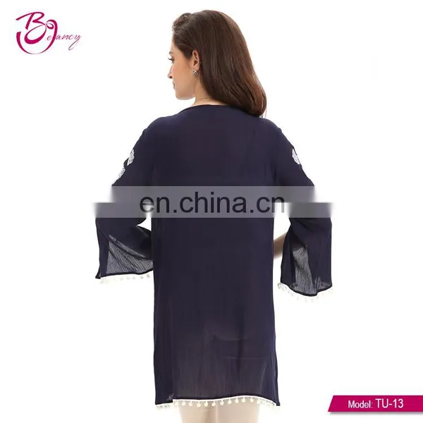 Guangzhou Apparel Summer Thread Long Sleeve Blouse Fashion Design photo-3