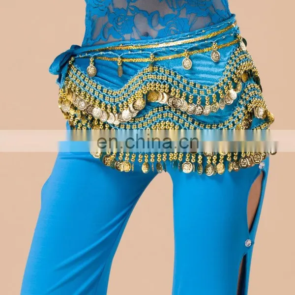 Egyptian Style Gold Coins Velvet Top Quality Belly Dance Hip Scarf Belt Y-2030# photo-4