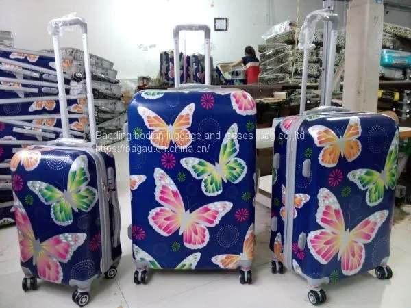 High Quality Butterfly Design PC Luggage Set 3pcs Travel Bag Aluminum Trolley Travel Case photo-4
