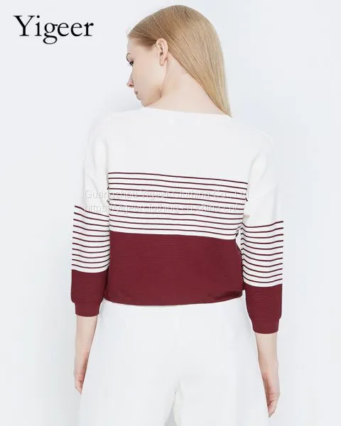 Long Sleeve Striped Round Neck Casual Sweater Shirt