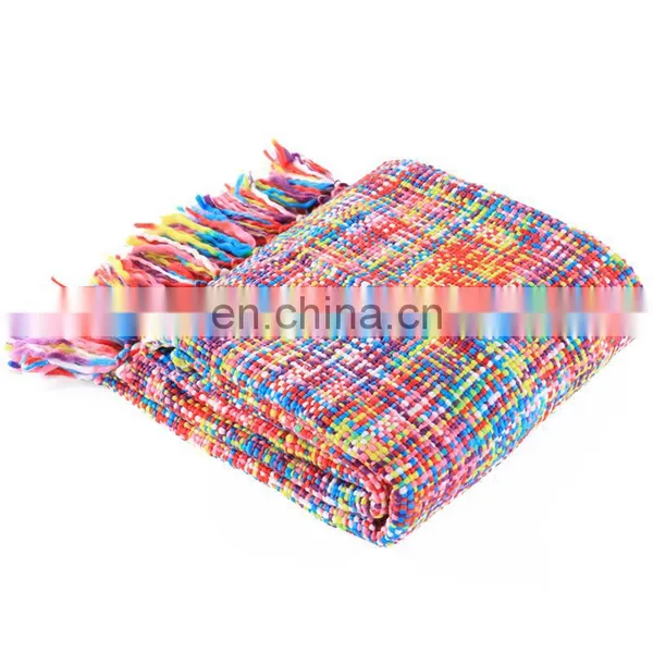 High Quality Tropical Style Multi-Color Rainbow Throw Blanket 63" X 49" photo-5