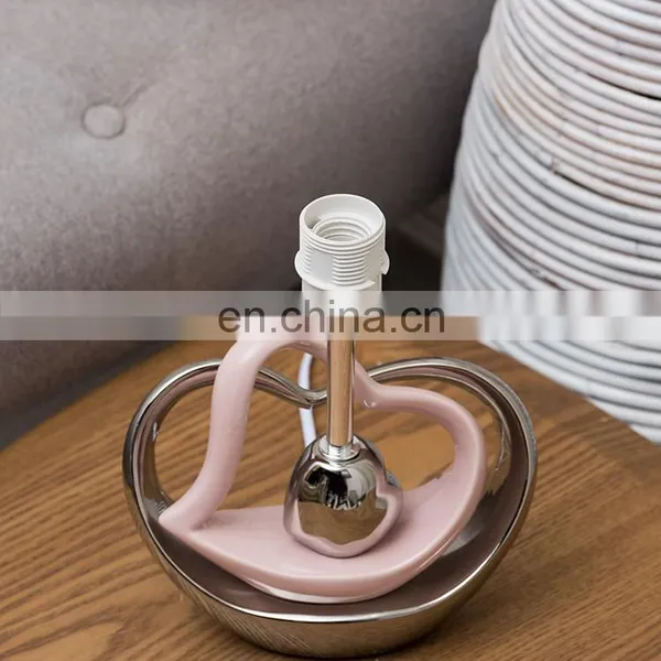 Novel Gift Item Custom Heart Shape Ceramic Base Cheap Office Hotel Pink Custom Table Lamps for Home Decor photo-4
