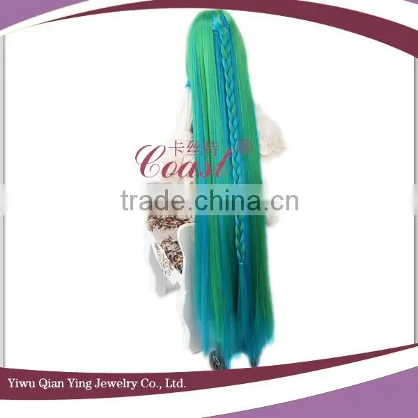 Hot Blue Ombre Small Doll Long Wigs for Wholesale photo-3