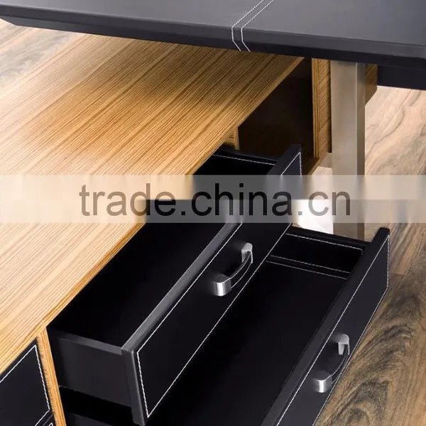 Luxury Modern Design L-shape Office Desks Leather Wooden Boss Manager Executive Office Counter Table photo-4