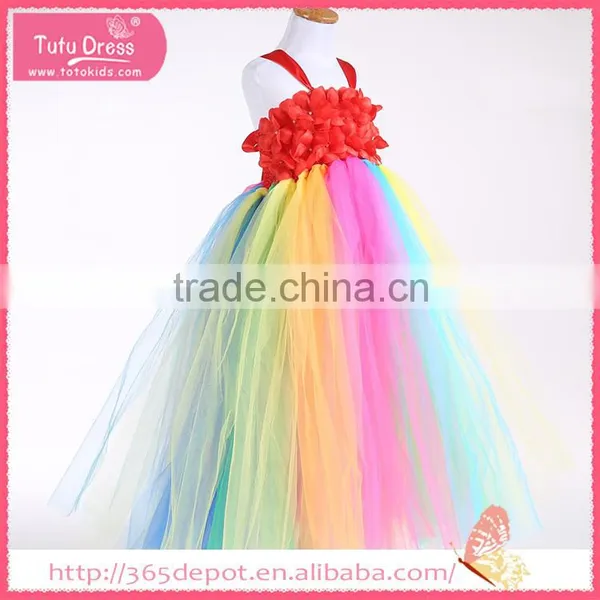Floor Length Dress Multi Color Fluffy Dress With Rosette Decorated Gauze Dress Halloween Costume Supplier's Choice photo-6