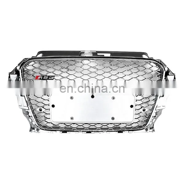 RS3 Front Bumper Grill for Audi A3 Material Black RS3 High Quality Radiator Center Honeycomb Grills no LOGO Style 2014 2015 2016 photo-3